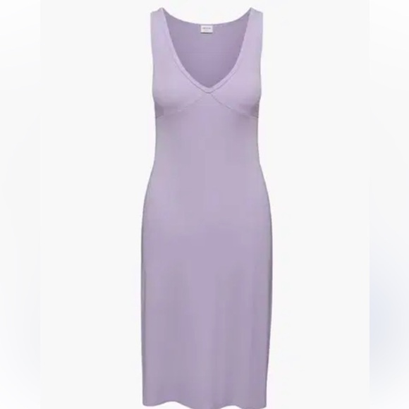 Aritzia Wilfred Slip v neck ribbed racerback Midi Dress in Pale Violet new small - Picture 1 of 5